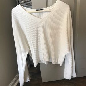 SHEIN White V Neck Long Sleeve Top